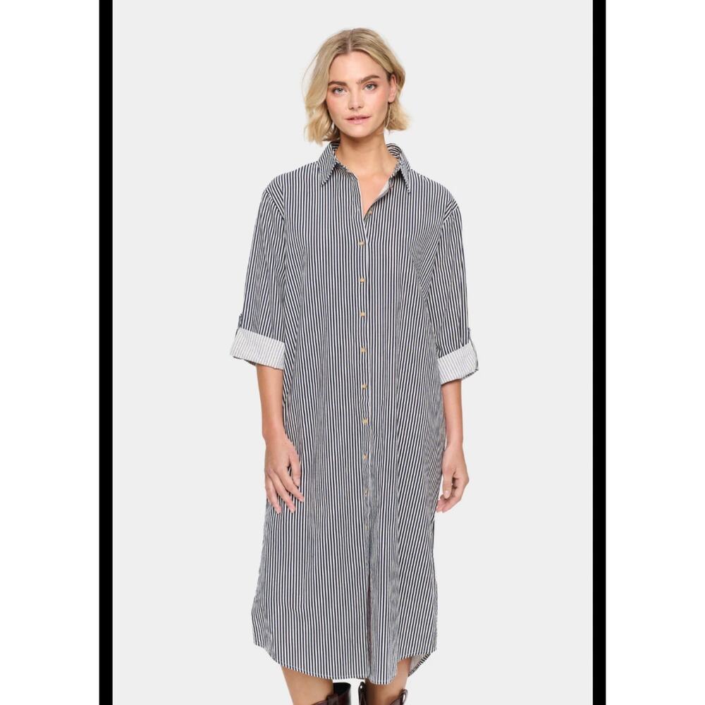 Chou yatou stripe shirt dress